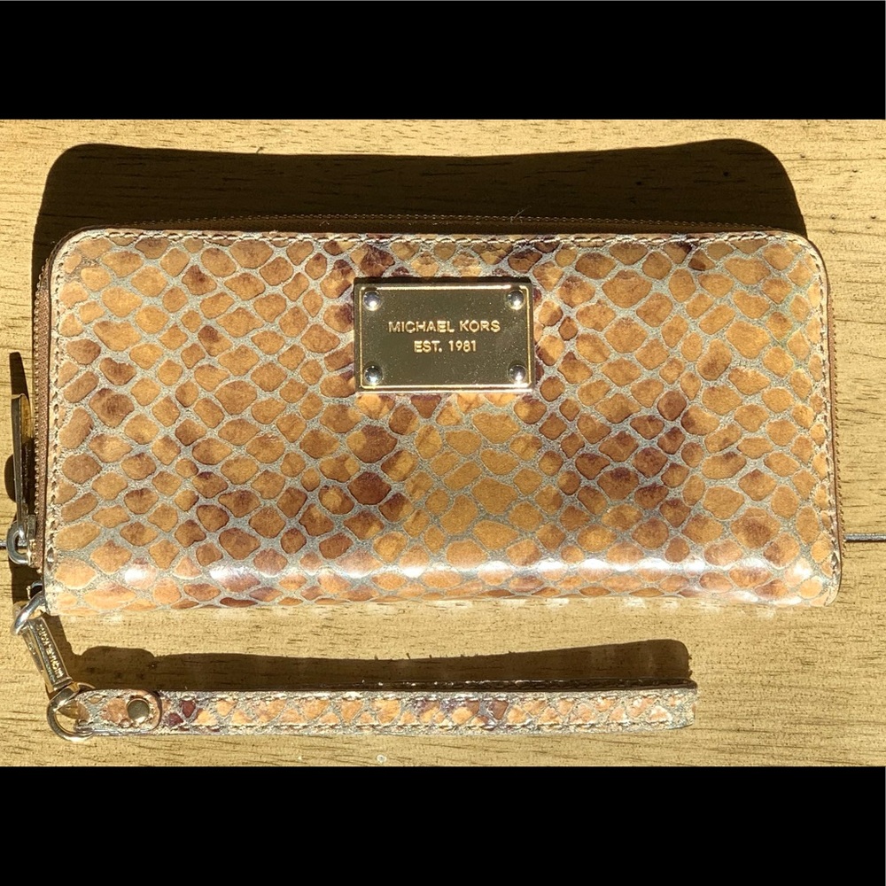 Michael Kors Continental wallet snake skin brown